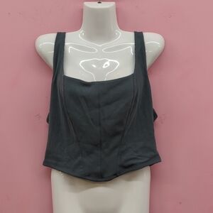 Victoria Secret VSX Featherweight Knit Corset Sleeveless Tank Top XL Gray